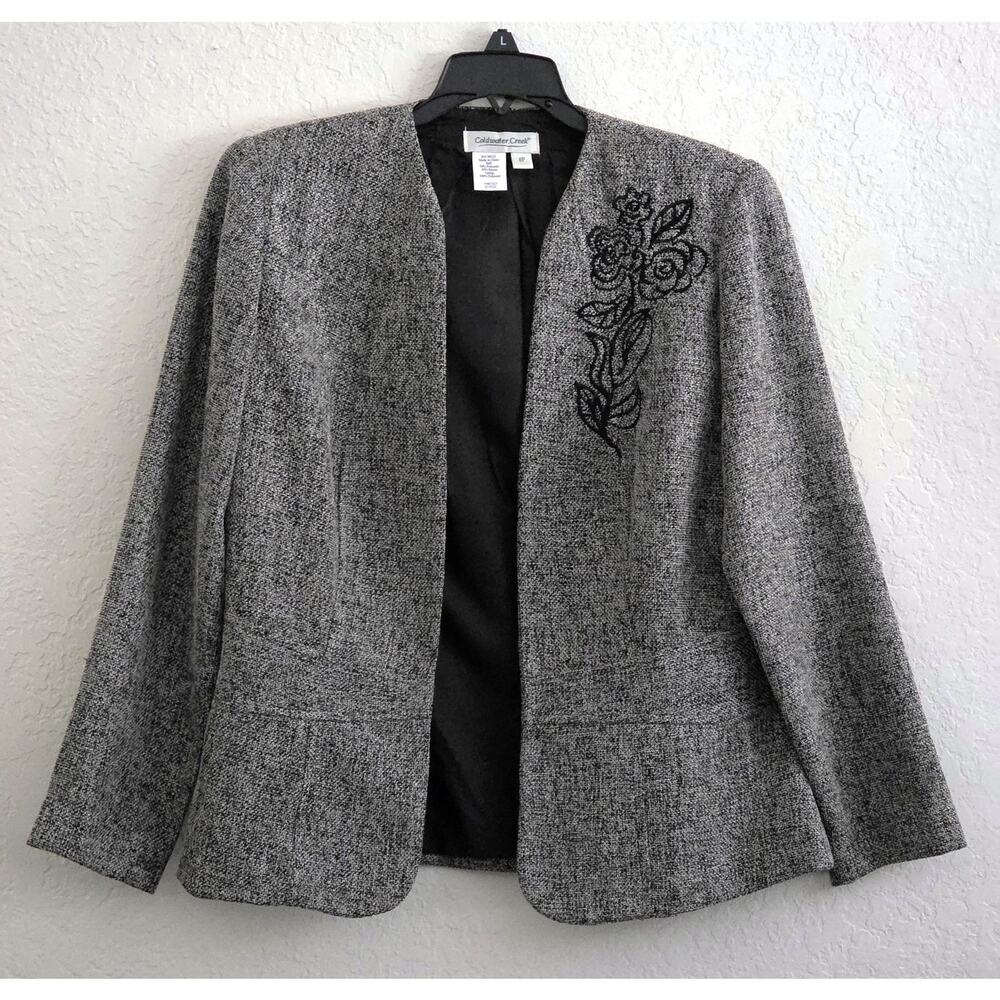Jacket/Suit Jacket-Coldwater Creek-Brown Tweed-No Buttons-Long Sleeves-Size 8P